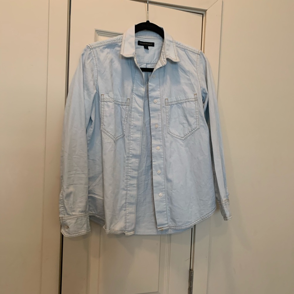 Light blue banana republic denim pattern shirt